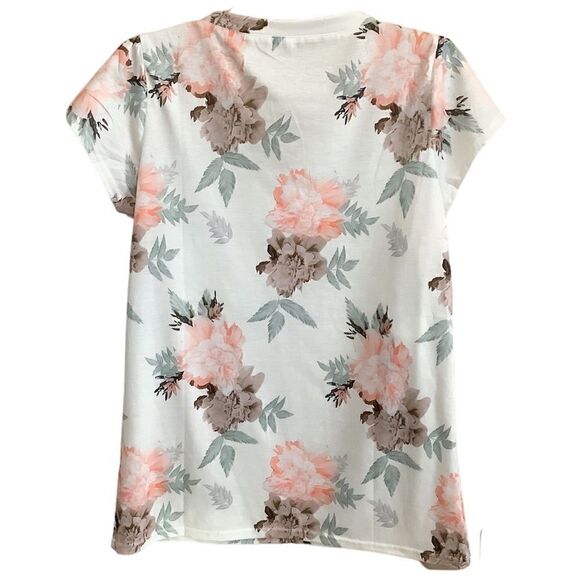 Flowered Tee Top NWOT  M - Picture 3 of 3